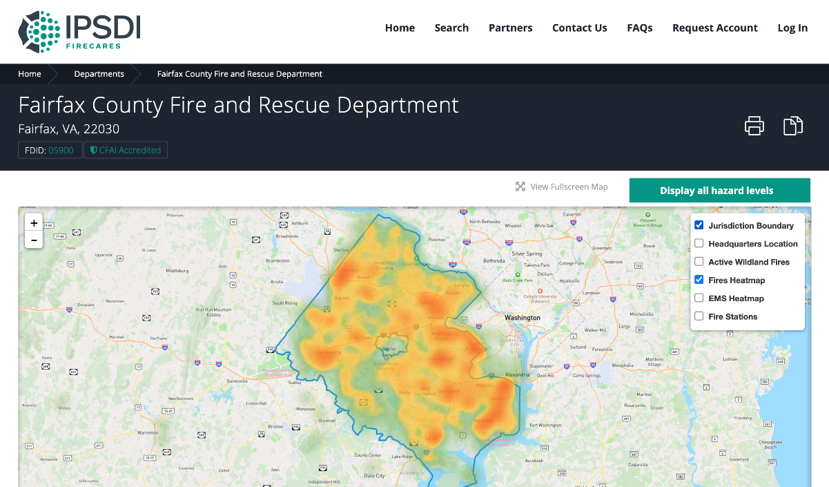 FireCARES Heatmap of Fires
